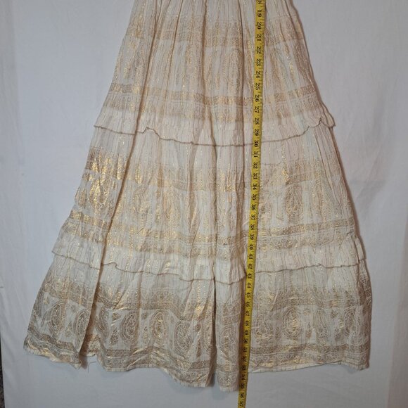 Anthropologie Cream and Gold Maxi Dress - Picture 12 of 16